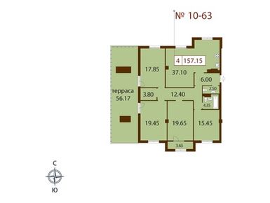 4-комнатная 157.00 кв.м, ЖК «Русский дом», 88 862 000 руб.