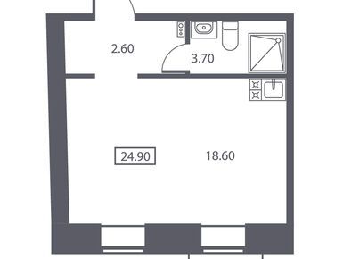 1-комнатная 24.90 кв.м, ЖК «Калинина 10», 6 300 000 руб.