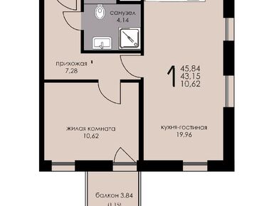 Планировки 2-к. апартаменты в Апарт-комплекс «Резиденция Рощино» (Рощино Residence)
