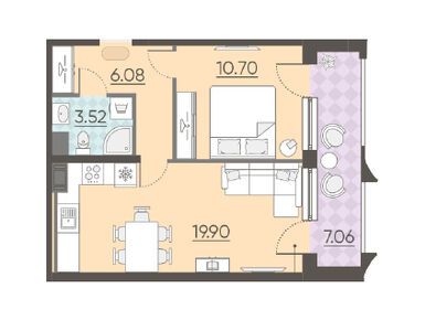 1-комнатные 46.80 кв.м, Комплекс апартаментов NEOPARK (Неопарк), 10 464 480 руб.