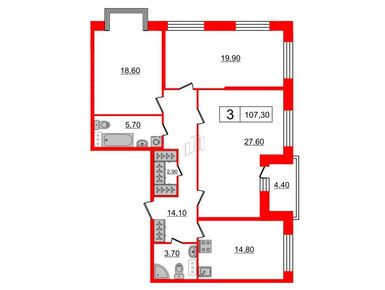 3-комнатная 107.30 кв.м, ЖК «Притяжение», 31 385 250 руб.
