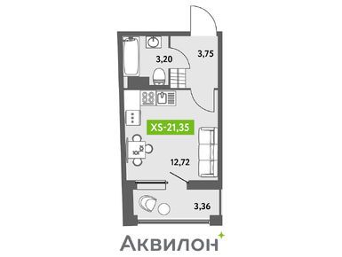 Студия 21.90 кв.м, ЖК «Аквилон ZALIVE», 7 525 181 руб.