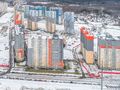 ЖК «Новая Охта». Вид с проспекта Маршака. Аэрофотосъемка от 25.12.2017.