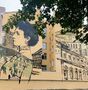 На одном из фасадов расположен стрит-арт объект - портрет Матильды Кшесинской.