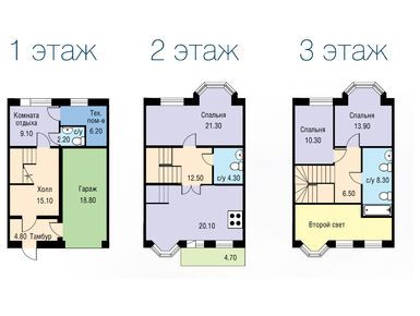 Планировки 3-к. апартаменты в Таунхаусы LAHTA (Лахта)