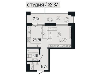 Студия 32.90 кв.м, Коллекционный дом «1919», 17 483 562 руб.