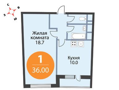 1-комнатная 36.00 кв.м, ЖК Ultra City (Ультра Сити), 8 800 000 руб.