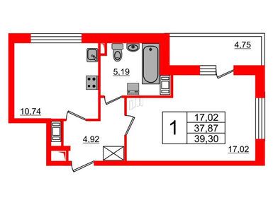 1-комнатная 37.80 кв.м, ЖК «Pulse на набережной» (Пульс), 9 650 245 руб.