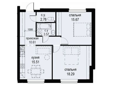 2-комнатная 66.41 кв.м, ЖК ID Moskovskiy (Айди Московский), 25 235 800 руб.
