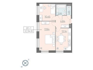 Планировки 2-к. апартаменты в Комплекс апартаментов NEOPARK (Неопарк)