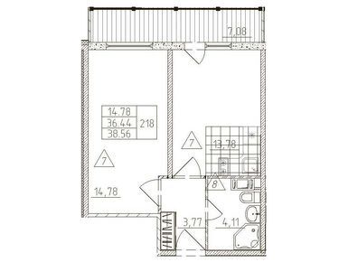 Планировки 1-к. апартаменты в Апарт-отель «AVENUE-APART у Дыбенко»
