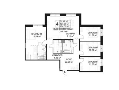 Планировки четырехкомнатные в ЖК Magnifika Residence (Магнифика Резиденс)