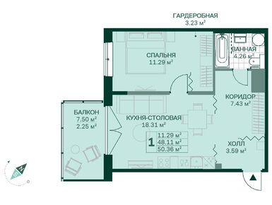 1-комнатная 50.40 кв.м, ЖК Magnifika Residence (Магнифика Резиденс), 21 669 040 руб.
