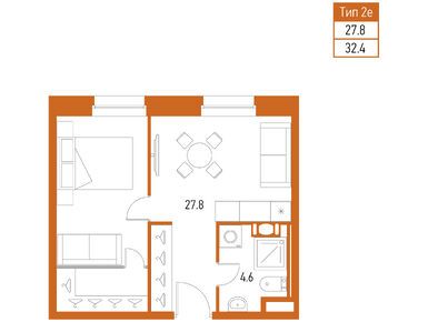 Планировки 1-к. апартаменты в Апарт-отель VIDI 