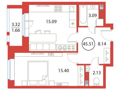 1-комнатная 45.51 кв.м, ЖК Ariosto (Ариосто), 12 164 823 руб.