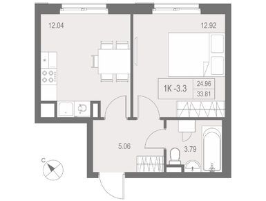 Планировки 1-к. апартаменты в Апарт-отель «Zoom на Неве» (Зум на Неве)