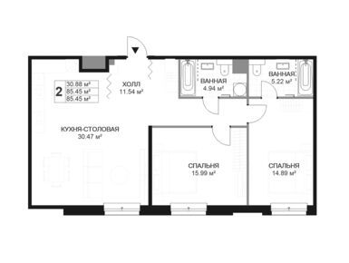 Планировки двухкомнатные в ЖК Magnifika Residence (Магнифика Резиденс)