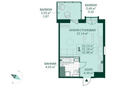 Студия 33.10 кв.м, ЖК Magnifika Residence (Магнифика Резиденс), 13 556 193 руб.