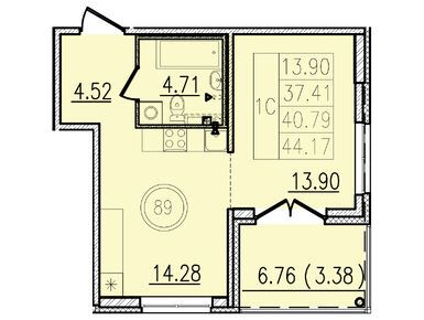 1-комнатная 37.41 кв.м, ЖК «Образцовый квартал 12», 5 739 153 руб.