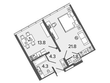 Планировки 1-к. апартаменты в МФК ARTSTUDIO M103