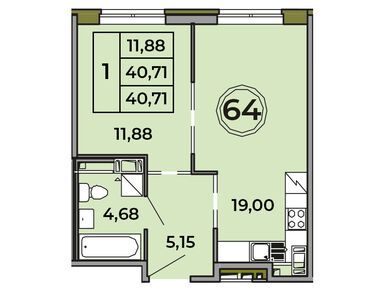 1-комнатная 40.90 кв.м, ЖК «Образцовый квартал 7», 5 855 238 руб.