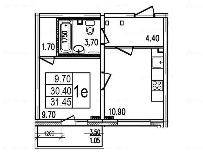 однокомнатная квартира невского